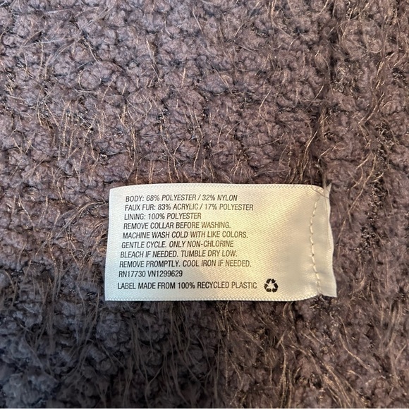 Knox Rose Gray Open Front Cardigan Sweater Faux Fur Detachable Collar Sz. S - Picture 12 of 15